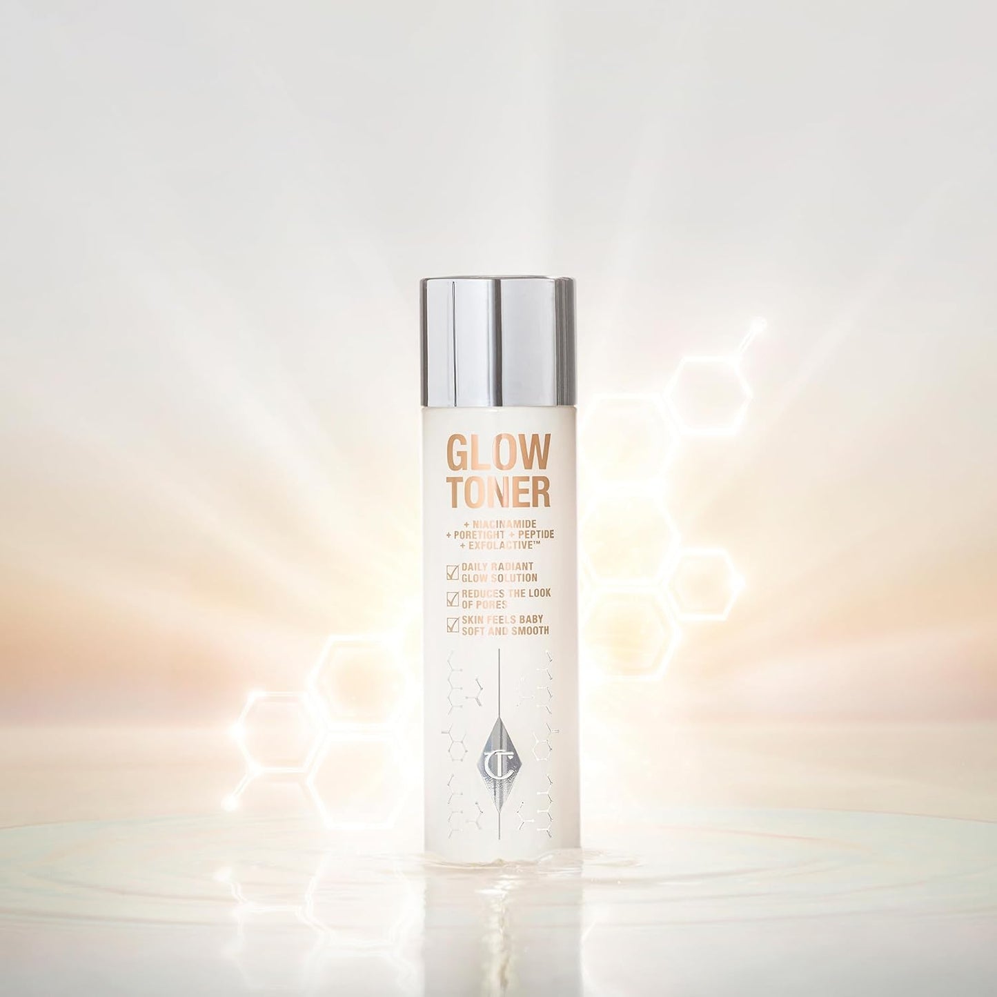 Charlotte Tilbury Glow Face Toner - Exfoliating Toner for Oily Skin | Reduces Pores & Hydrates with Rose & Lemon Scent