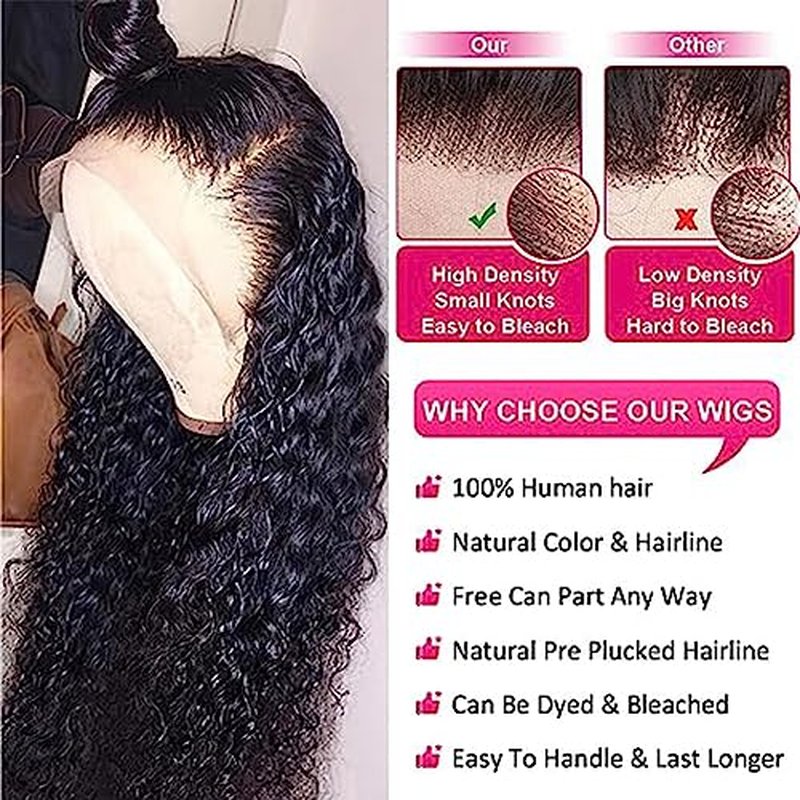 Glueless Wigs Human Hair Pre Pluck 180% Density 13x4 Wet and Wavy Water Curly HD Lace Front Wigs Human Hair Pre Pluck with Baby Hair Wigs for Black Women (28inch£©