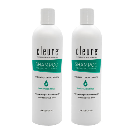 Cleure Fragrance Free Shampoo – Hypoallergenic Shampoo for Sensitive Scalp – Sulfate Free Volumizing Formula (12 oz, Pack of 2)