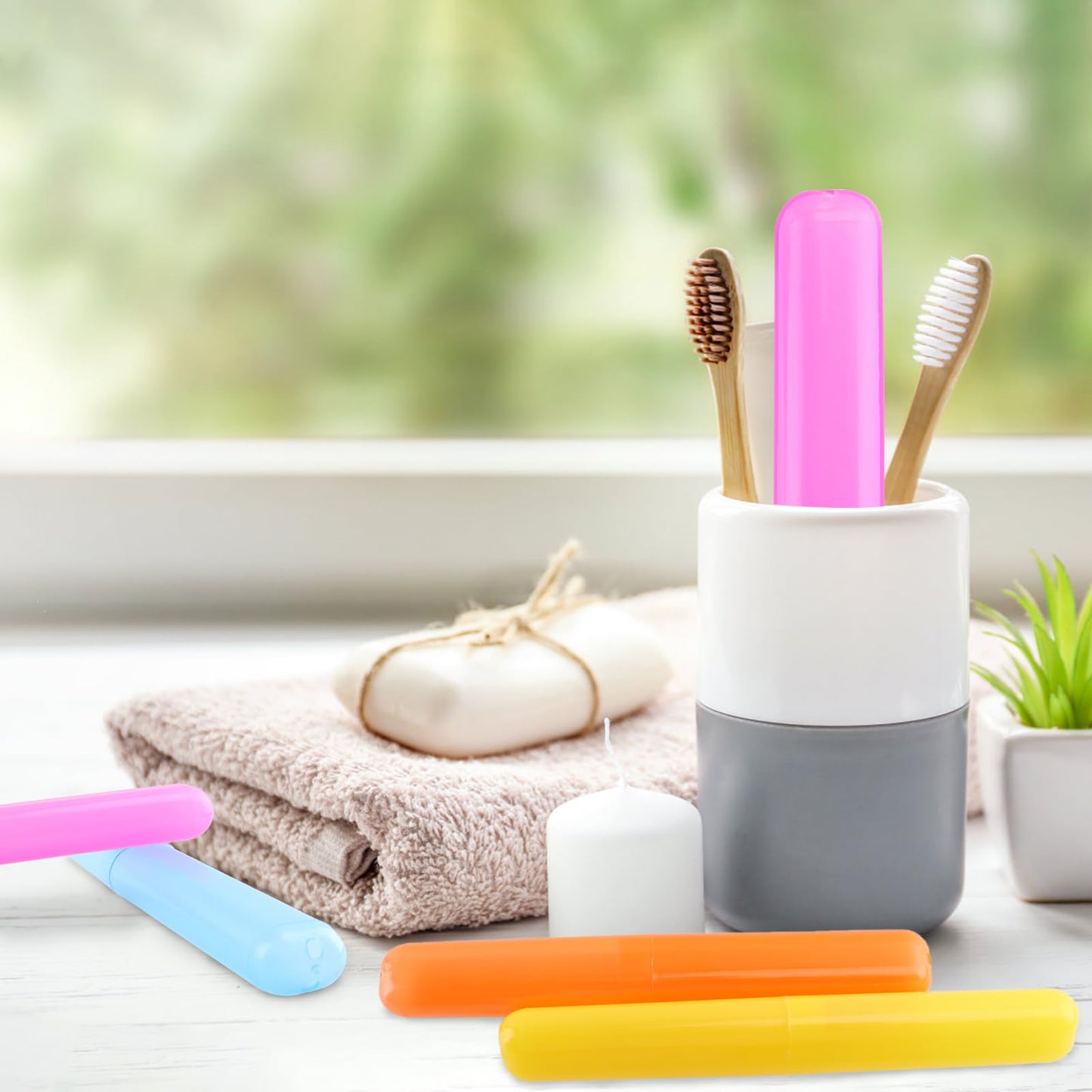 NICEMOVIC 120Pcs Travel Toothbrush Case Holder, Portable Dust Proof Breathable, Classroom Pencil Case Holder, Bulk Toothbrush Holder for Bathroom Indoor Outdoor Travel Trip Camping Back to School