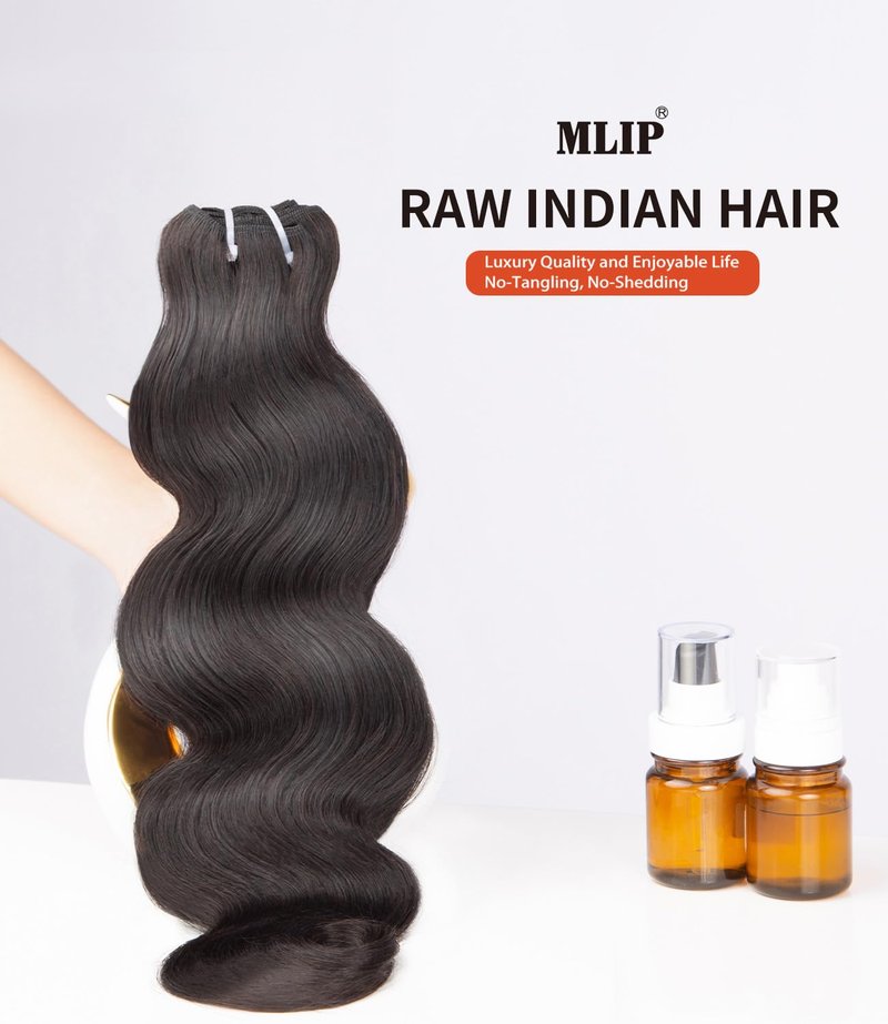 MLIP Raw Indian Human Hair Body Wave Single Bundle Only, 3X Longer Lifespan,100% Unprocessed Raw Hair, No Tangle & Shedding, Silky Soft After Multiple Washes, Natural Color 10 Inches