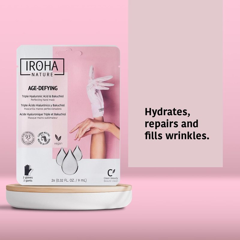 IROHA NATURE Anti-Aging Hand Mask Gloves | 15 Pairs | Triple Hyaluronic Acid, Bakuchiol & Niacinamide | Reduces Wrinkles & Dark Spots | Vegan & Cruelty-Free | 93% Natural Ingredients