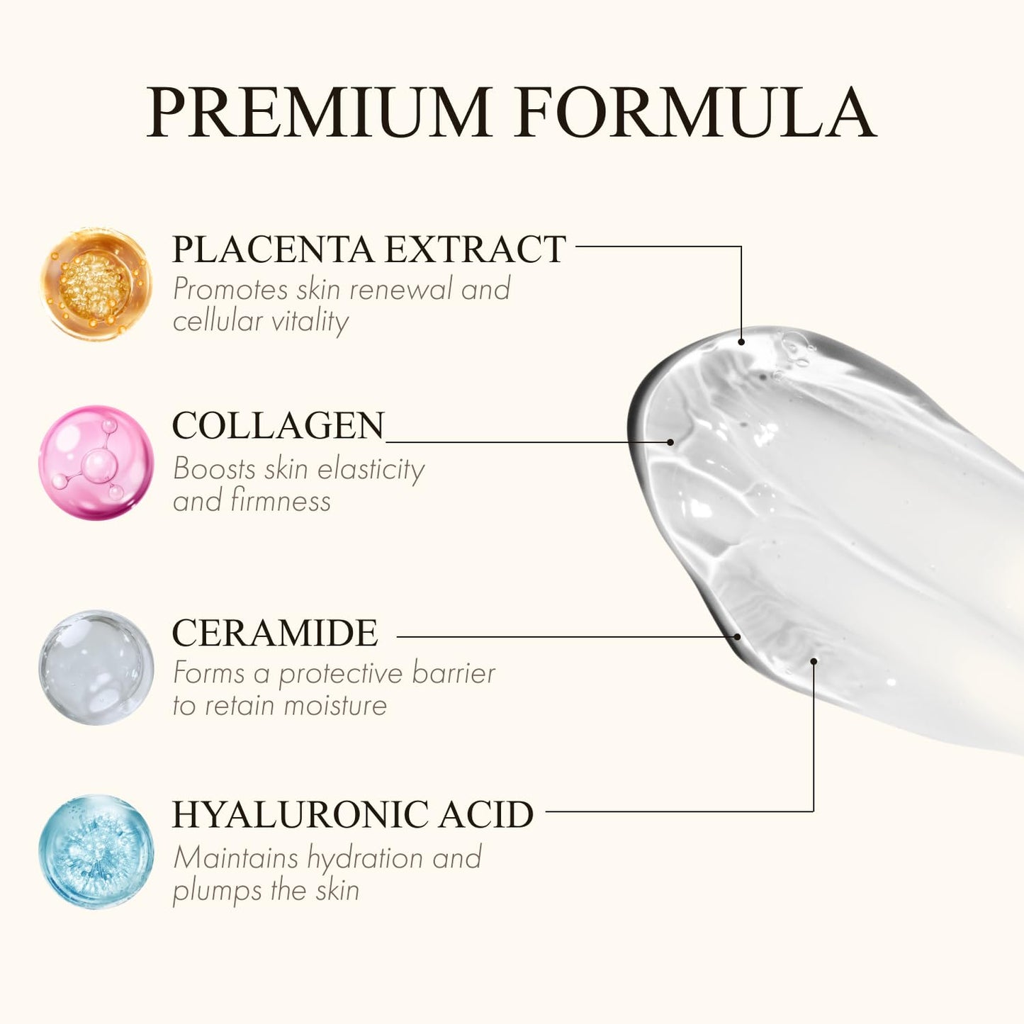 ホワイトラベル White Label Placenta Rich Gold Gel 30g – Moisturizing Gel with Placenta Extract, Hyaluronic Acid, Collagen & Ceramides – Gentle Care for Eye & Mouth Area – For Supple, Healthy-Looking Skin