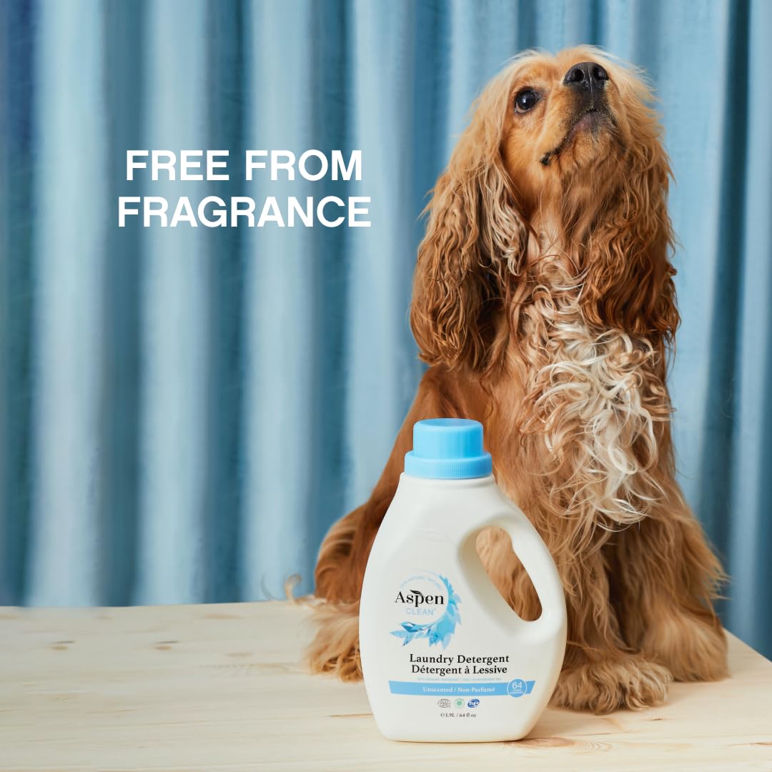 AspenClean | HE Liquid Laundry Detergent | Unscented | Non - Toxic | Natural | EWG Verified | Safe for Babies, Pets & Kids | 64 fl oz (2-pack)