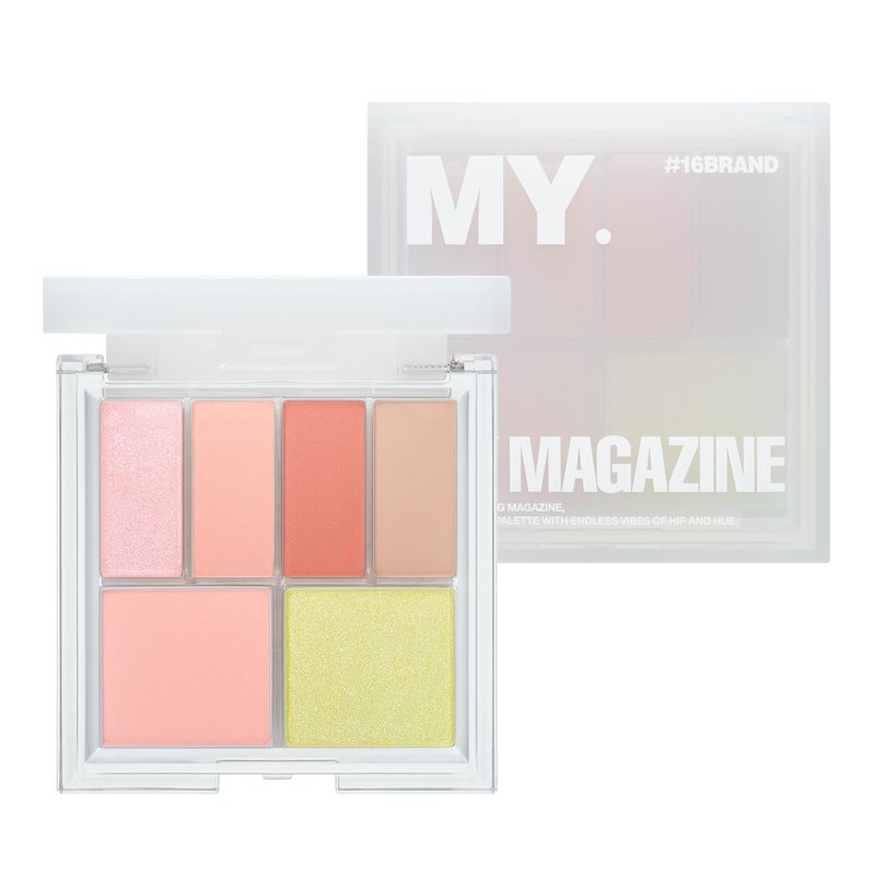 CHOSUNGAH BEAUTY My Magazine Eyeshadow Palette - Orange, Pink, and Lime Pearl tones, 5 Shadows, All-in-One Matte, Shimmer & Glitter Multi-Texture Palette for Chic Daily & Trendy Looks, 0.27oz