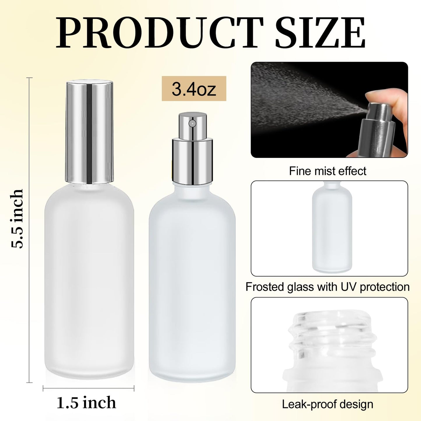 Olutacot 32 Pcs Glass Spray Bottle Empty Frosted Glass Bottles Reusable Glass Perfume Bottle Cosmetic Glass Container with Fine Mist Sprayer Pump for Travel Face Body Sprays (Silver)
