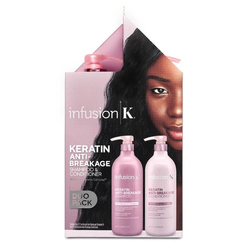 Infusion K Keratin Anti-Breakage Shampoo & Conditioner with UltraKeratin Complex | Hydrates & Strengthens | Enhances Softness & Shine | Color Safe | Paraben & Sulfate Free - Duo Pack