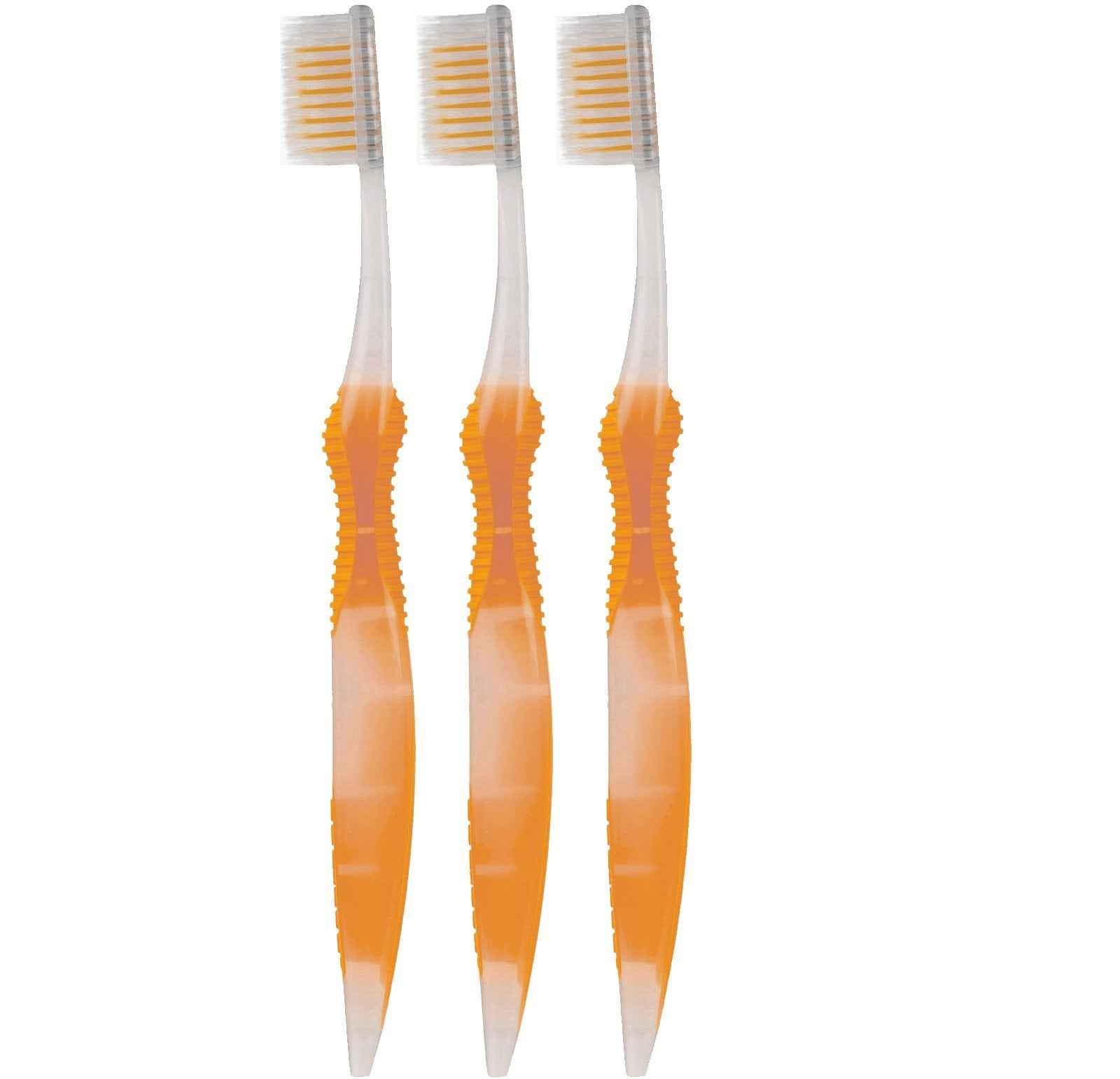 Sofresh Flossing Toothbrush - Adult Size | Your Choice of Color | (3-Pack, Orange)