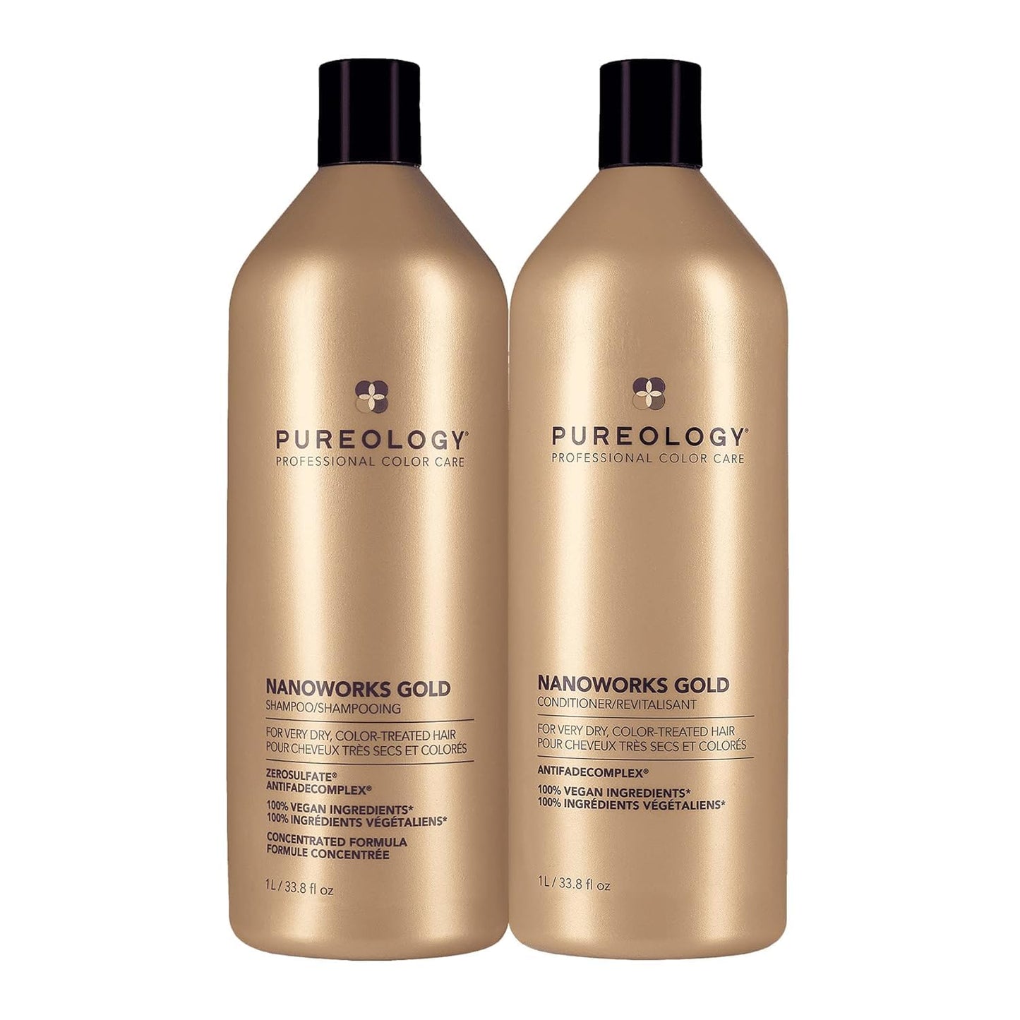 Pureology Nanoworks Gold Shampoo & Conditioner Bundle - For Very Dry and Color-Treated Hair, Sulfate-Free & Vegan