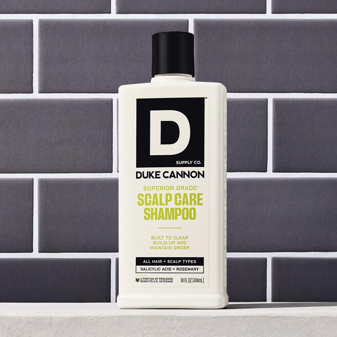 Duke Cannon Superior Grade Scalp Care Shampoo for Men, 14 oz – Salicylic Acid for Build-Up Removal, Rosemary & Arnica for Scalp Soothing, Wheat Protein for Strength, Sulfate-Free