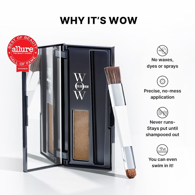 COLOR WOW Root Cover Up, Medium Brown – Instant Grey Coverage and Temporary Touch-Up, Water and Sweat Resistant, No mess Award-Winning Formula