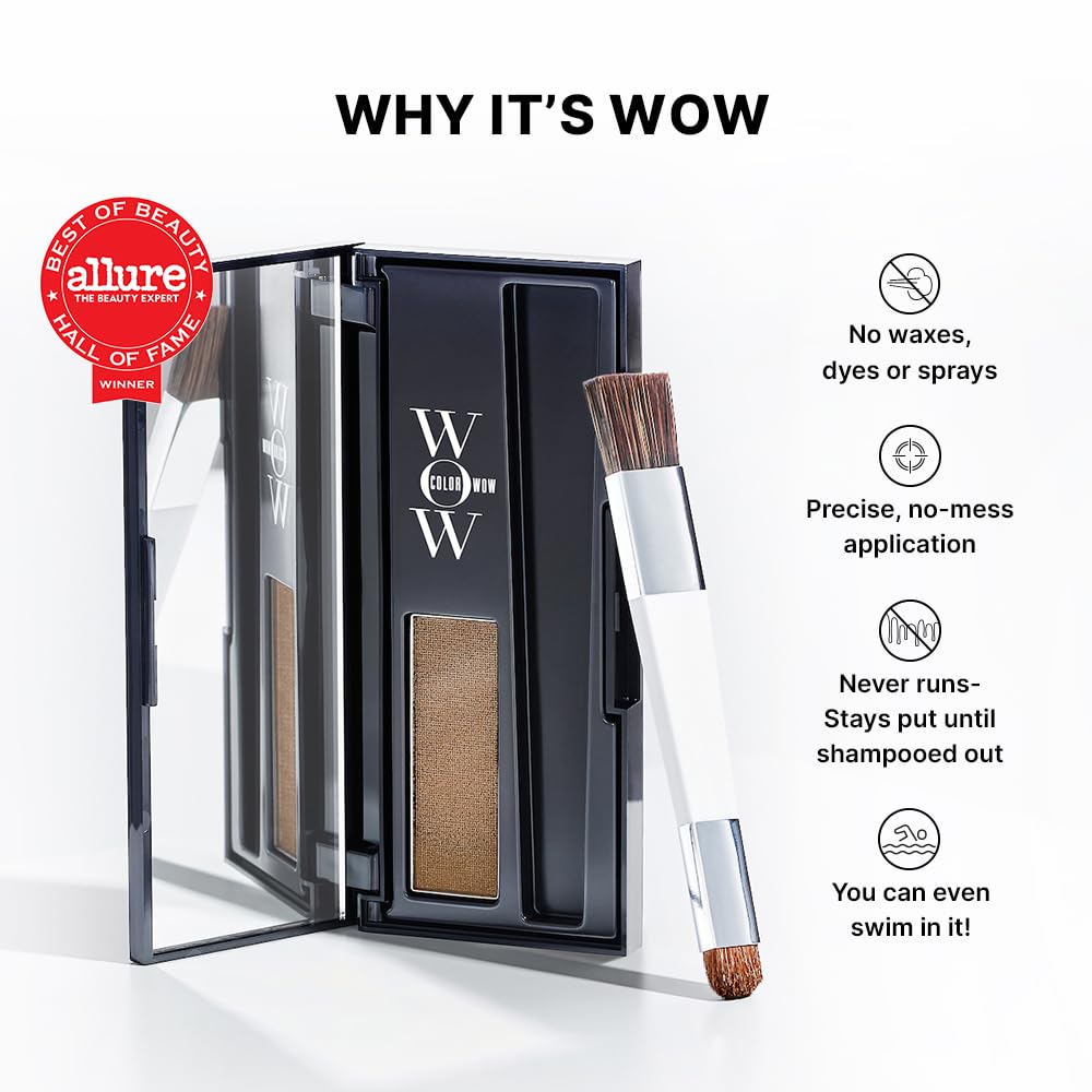 COLOR WOW Root Cover Up, Black – Instant Grey Coverage and Temporary Touch-Up, Water and Sweat Resistant, No mess Award-Winning Formula
