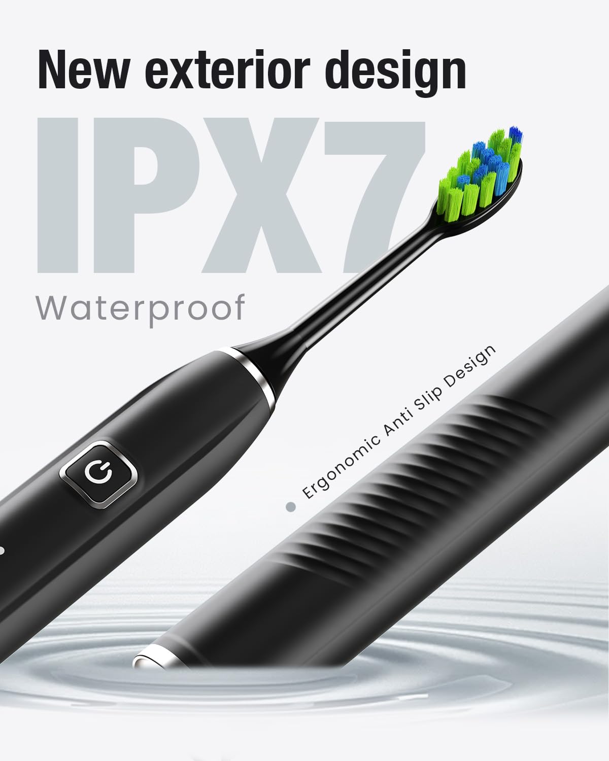 7AM2M Sonic Electric Toothbrush for Adults&Kids, Type-C Charging Run for 120 Days, with 6 Brush Heads, 5 Modes&40000VPM Powered Rechargeable Toothbrush, Travel & Home Use (Black)