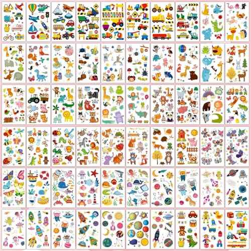 Partywind 168 Sheets (2000 Styles) Kids Temporary Tattoos for Party Supplies, Fake Tattoo Stickers with Dinosaur/Mermaid/Pirate for Boys and Girls, Birthday Games for Back to School Party