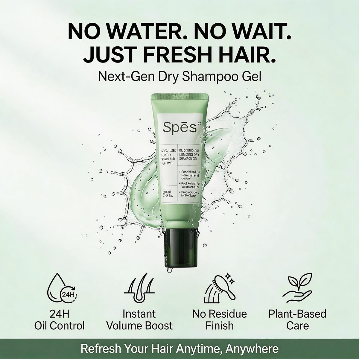 Spes Dry Shampoo Oil Control Volumizing Gel，No need to wash. Plant ingredients, 24-hour oil control,convenient to use, Improves itchy scalp, 4D hyaluronic（5mlx5, Cedar Scent）