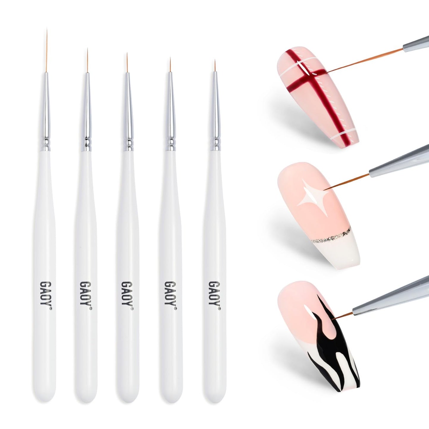 GAOY 8 Pcs Nail Brushes for Nail Art, Nail Design Tools for Nail Detail Painting, French Liner and Dotting Pens for Nail DIY