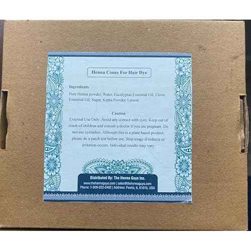 6 Pack of The Henna Guys 100% Natural Ready to Use Henna Cones For Redish Brown Hair Dye - Perfect for Spot hair coloring