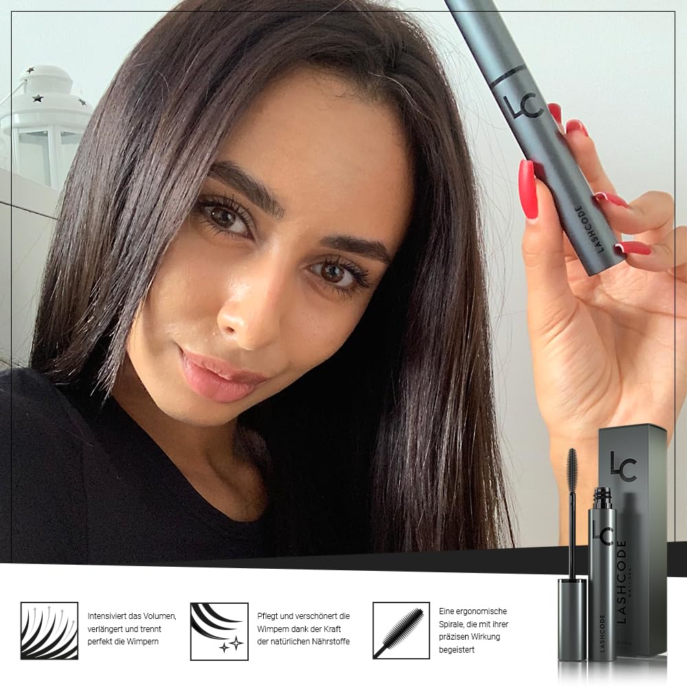 Eyelash Mascara 10ml - Extend & Thicken Lashes with Baicalein, Arginine & Germ Extracts | Volumizing Formula