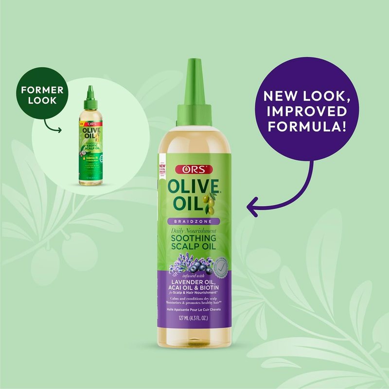 ORS Olive Oil Braidzone Scalp Oil - Nourishing Lavender & Acai Blend | 4.3 oz (Pack of 4)