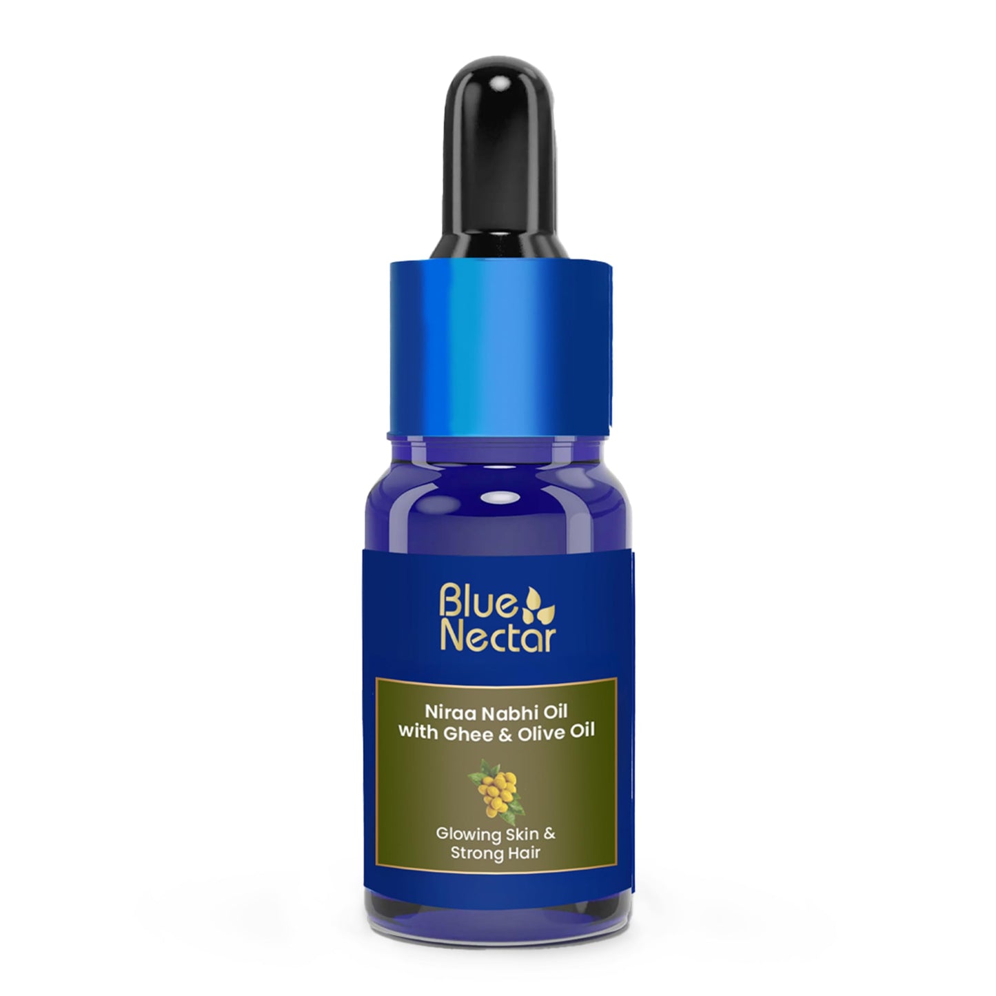 Blue Nectar Ayurveda Navel Oil with Ghee & Olive for Belly Oiling | Natural Belly Button (Nabhi) Oil for Radiant Skin & Deep Hydration (22 Herbs, 0.33Fl Oz)