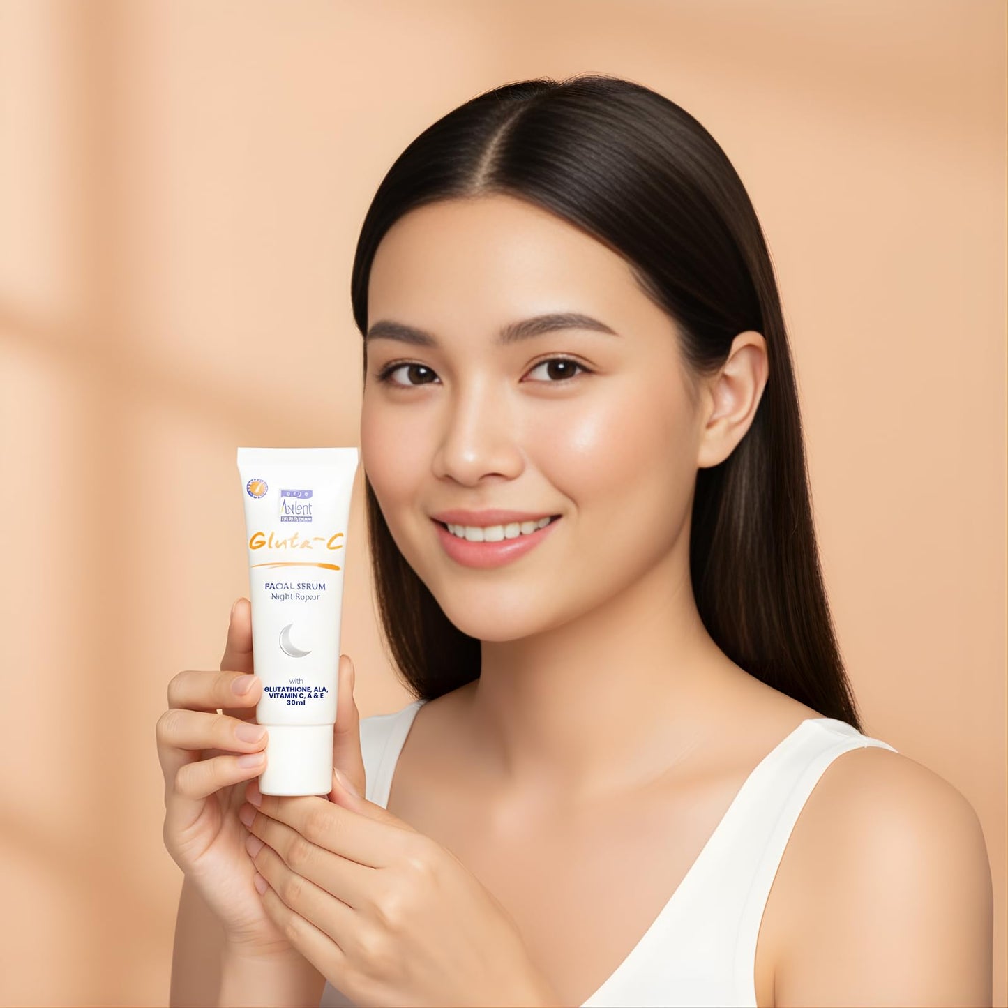 GLUTA C Facial Night Repair Serum, Hydrating Lightweight Non Greasy Skincare with Vitamin C and Shea Butter - 30ml