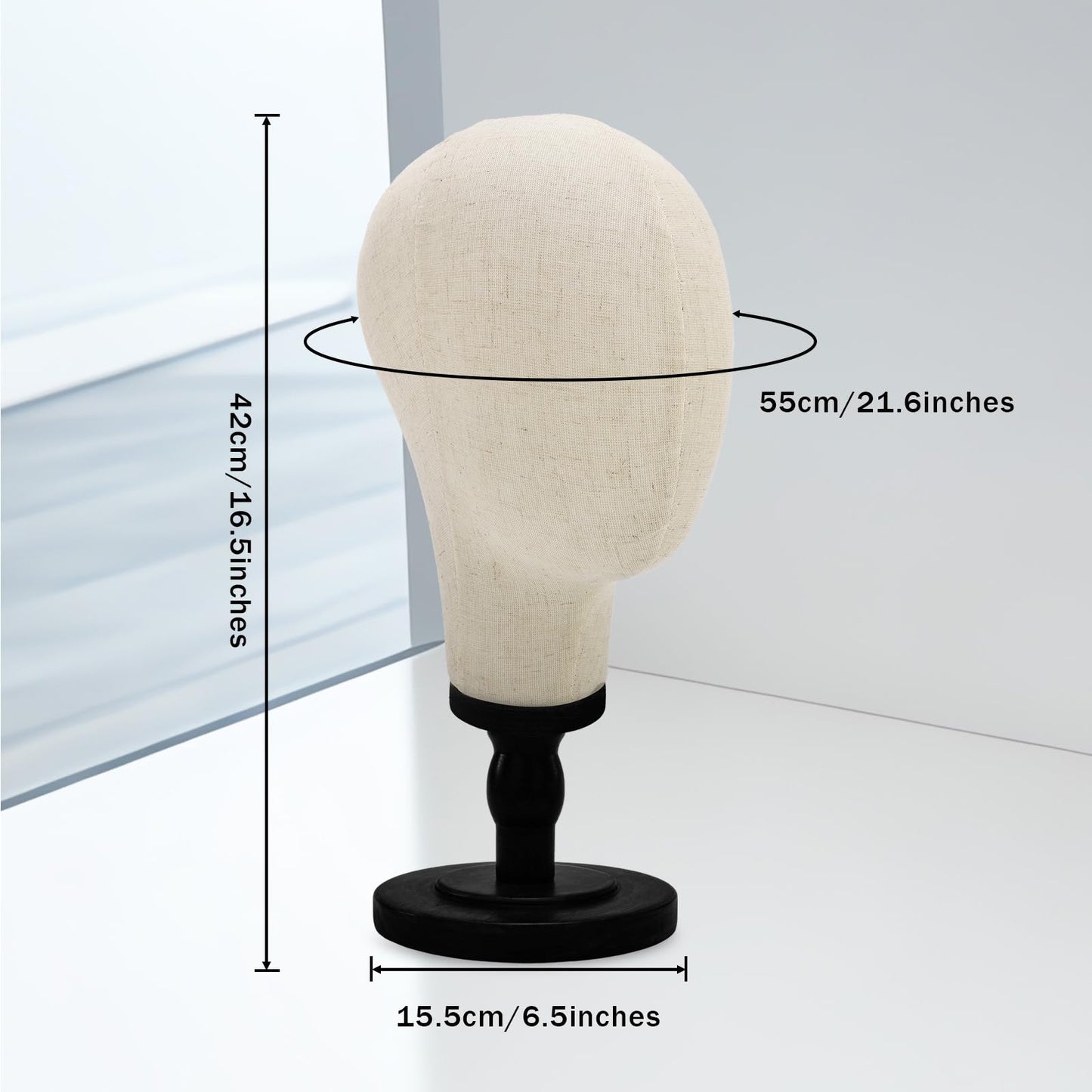 Pet Baby Wig Stand,22inch Mannequin Head with Detachable Wood Base,Canvas Head Holder for Hair Styling Jewelry Glasses Headband Display, Wig Stand for Wigs,Hats, Caps, Headdress,Black