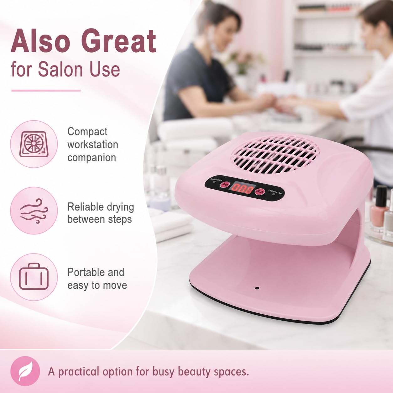 Nail Dryer for Regular Polish,300W Nail Drying Fan with Auto Sensor,Hot & Cold Air Nail Drying Fan for Salon & Home Manicure Use