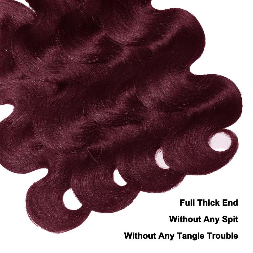 Burgundy Bundles Human Hair Body Wave 18 Inch Bundle Brazilian Hair Wine Red Body Wave Human Hair Extensions