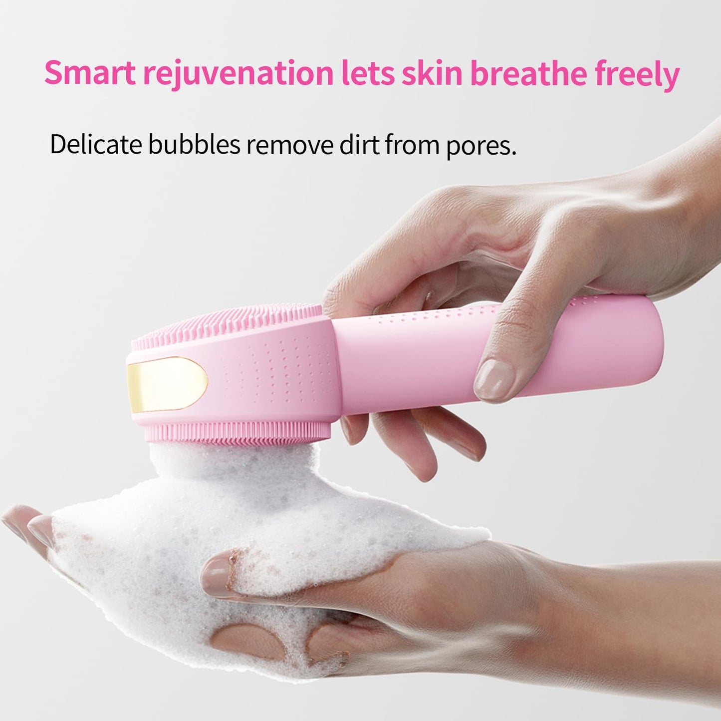 Facial Cleansing Brush Electric – Rechargeable Silicone Face Scrubber, Waterproof Vibrating Cleaner with 5 Adjustable Intensities for Deep Cleansing and Exfoliation (Pink)