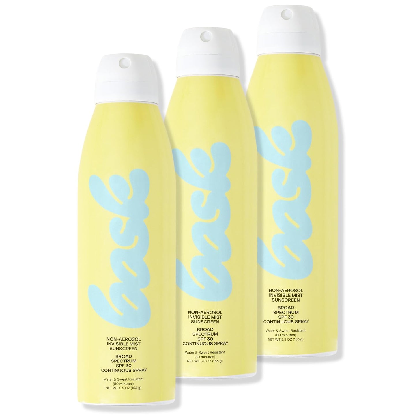 Bask SPF 30 Sunscreen Spray - Non-Aerosol, Broad Spectrum UVA/UVB Protection, Dermatologist Recommended, Moisturizing, Lightweight & Non-Greasy, 5.5 oz (Value Pack of 3)