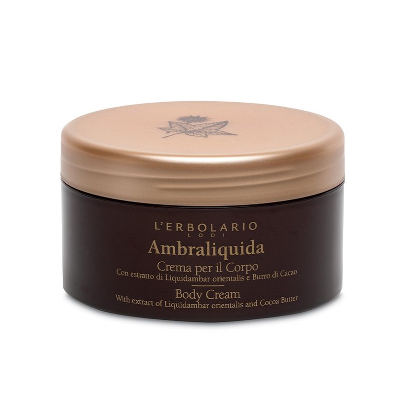 L'Erbolario Body Cream - Moisturizing Body Butter for Dry Skin - Toning and Protecting Skin Care with Amber and Creamy Scent - Ambraliquida - 8.4 oz