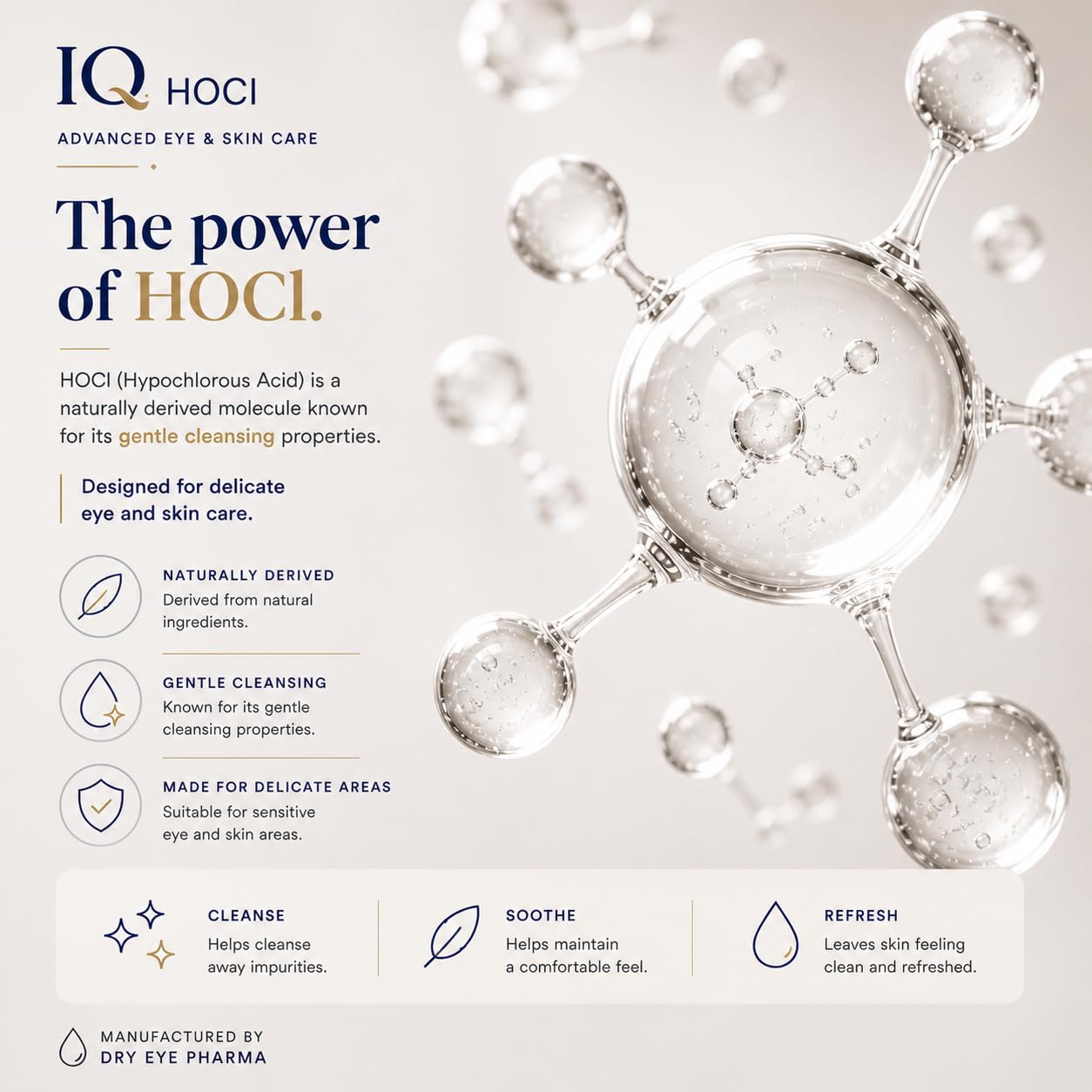 IQ® HOCL PURE Eyelid Cleansing Spray – 0.02% Hypochlorous Acid – Gentle Hydrating Formula for Daily Eyelid Hygiene – Doctor Recommended, Alcohol-Free, Additive-Free – Made in Canada
