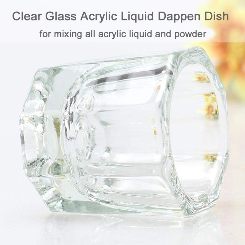 Bulex Dappen Dish Cups for Nail Art - Clear Glass Monomer Liquid Bowls | 2 Pack Acrylic Powder Holders