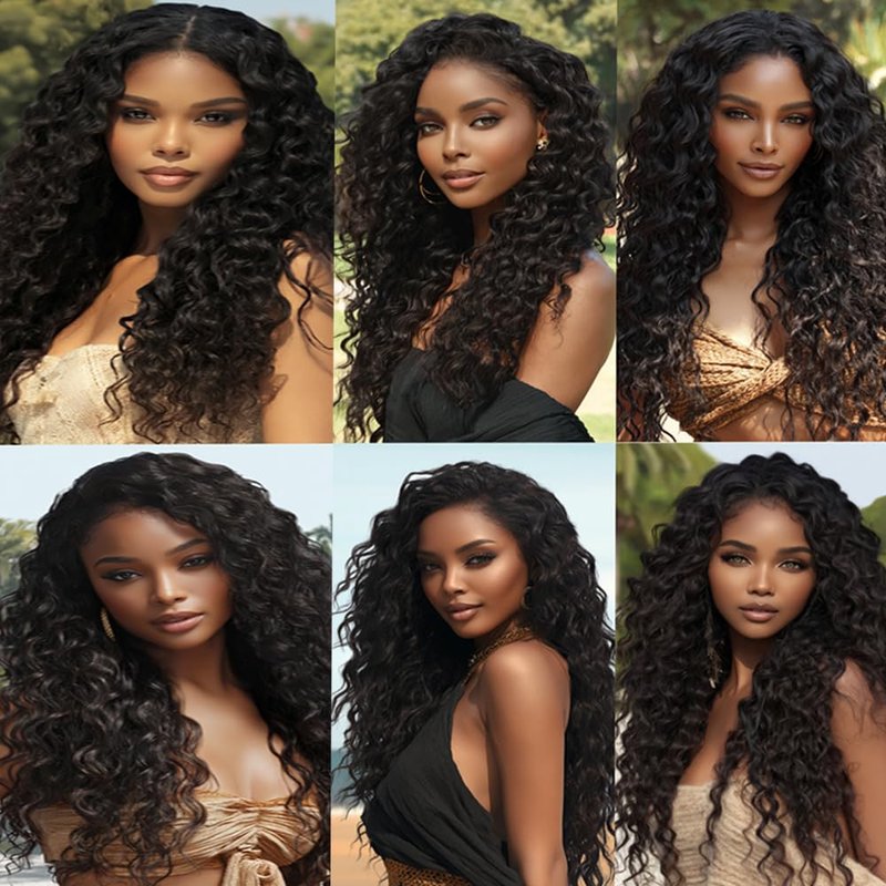 BilltiiWW Deep Wave Bundles Natural Black 8 10 12 Inch Brazilian Loose Deep Bundles Human Hair Soft and Silky for Women