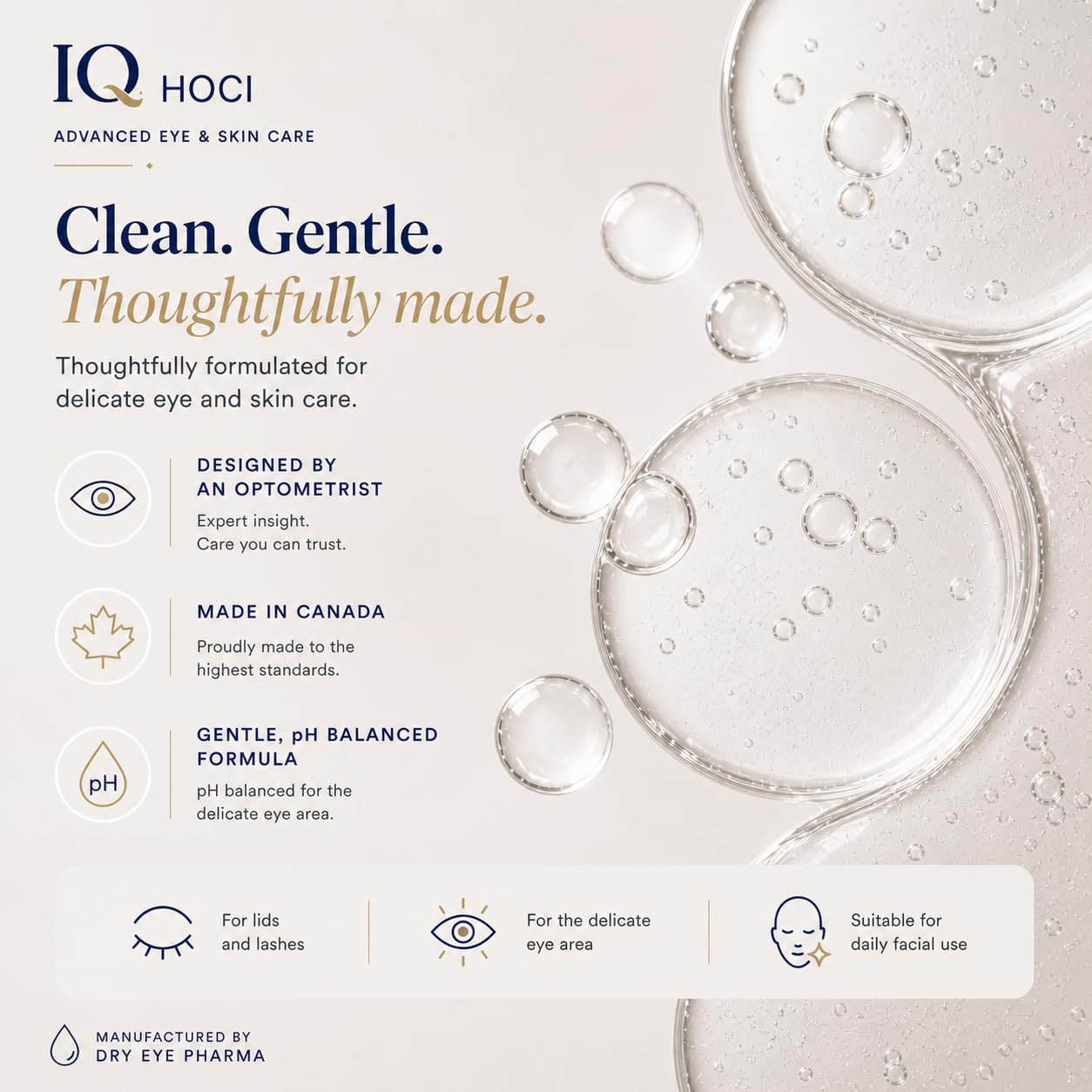IQ® HOCL PURE Eyelid Cleansing Spray – 0.02% Hypochlorous Acid – Gentle Hydrating Formula for Daily Eyelid Hygiene – Doctor Recommended, Alcohol-Free, Additive-Free – Made in Canada