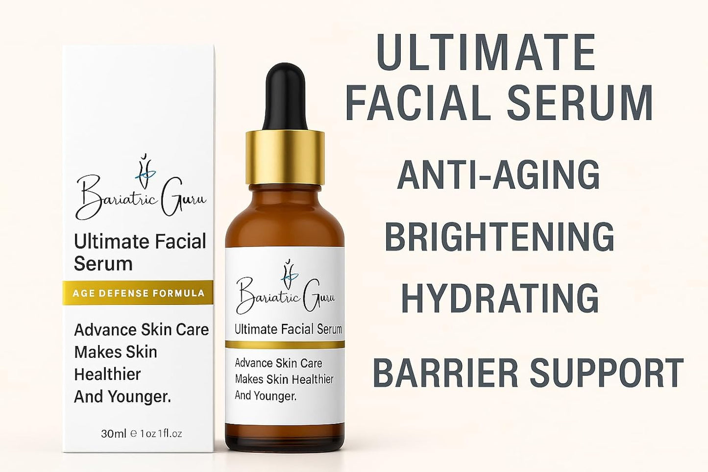 Ultimate Facial Serum - Advanced Anti-Aging & Brightening Formula with Retinaldehyde, Bakuchiol, Niacinamide | 1 fl oz