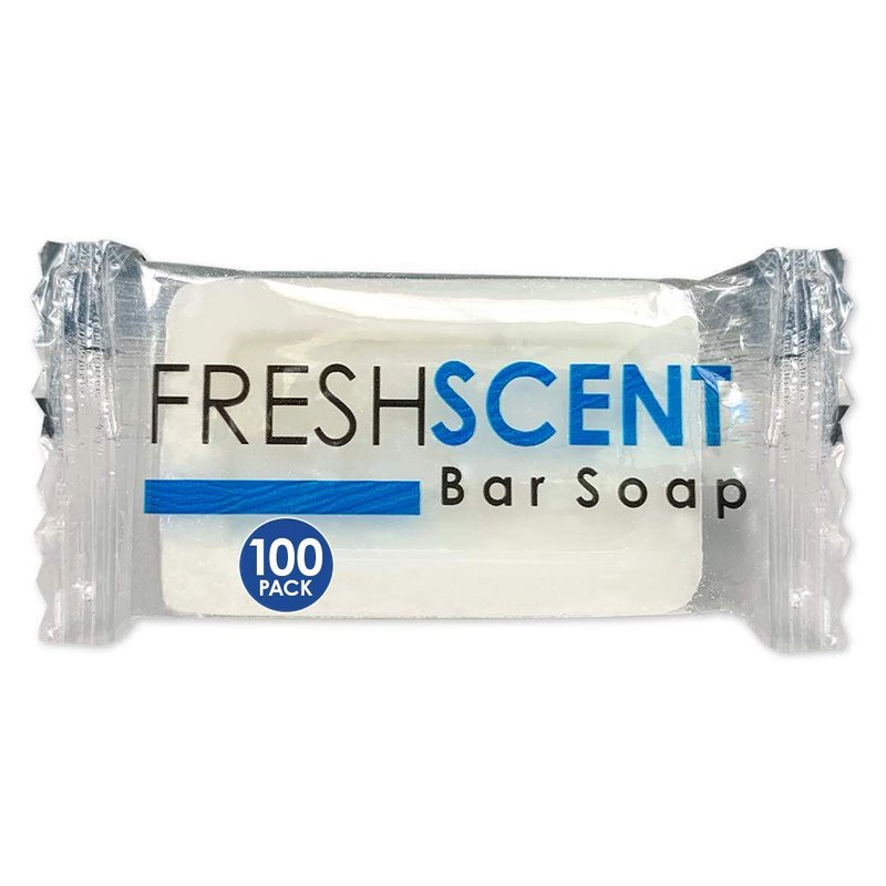 Freshscent Bar Soap | 1.0 oz Individually Wrapped Travel Size - Vegetable-Based Bulk Amenities for Hotels (100 Pack)