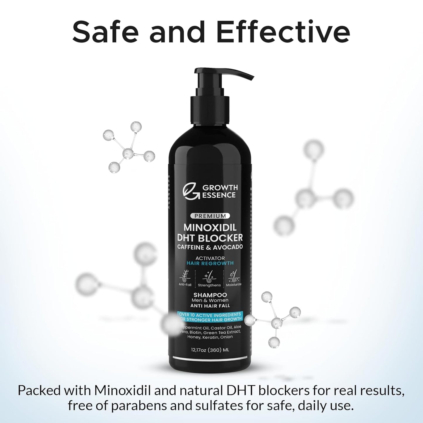 Minoxidil & Biotin Shampoo for Hair Growth - Caffeine, Castor Oil & Onion Infused | DHT Blocker for Thicker, Healthier Hair