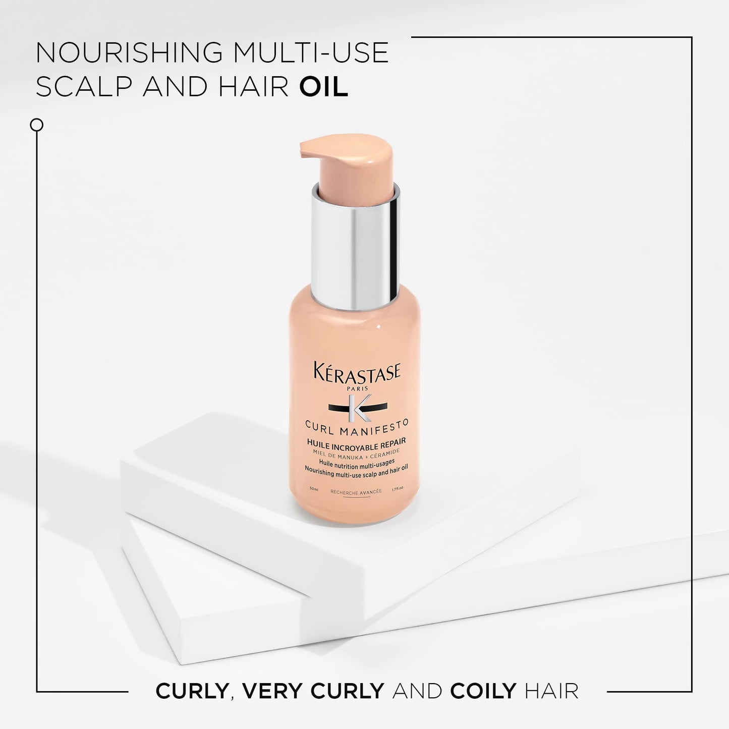 KÉRASTASE Curl Manifesto Sublime Repair Hair & Scalp Oil, Soothes & Strengthens Hair, Soothes Dry Scalp, Anti-Frizz for All Wavy, Curly, Very Curly & Coily Hair, 1.7 Fl Oz