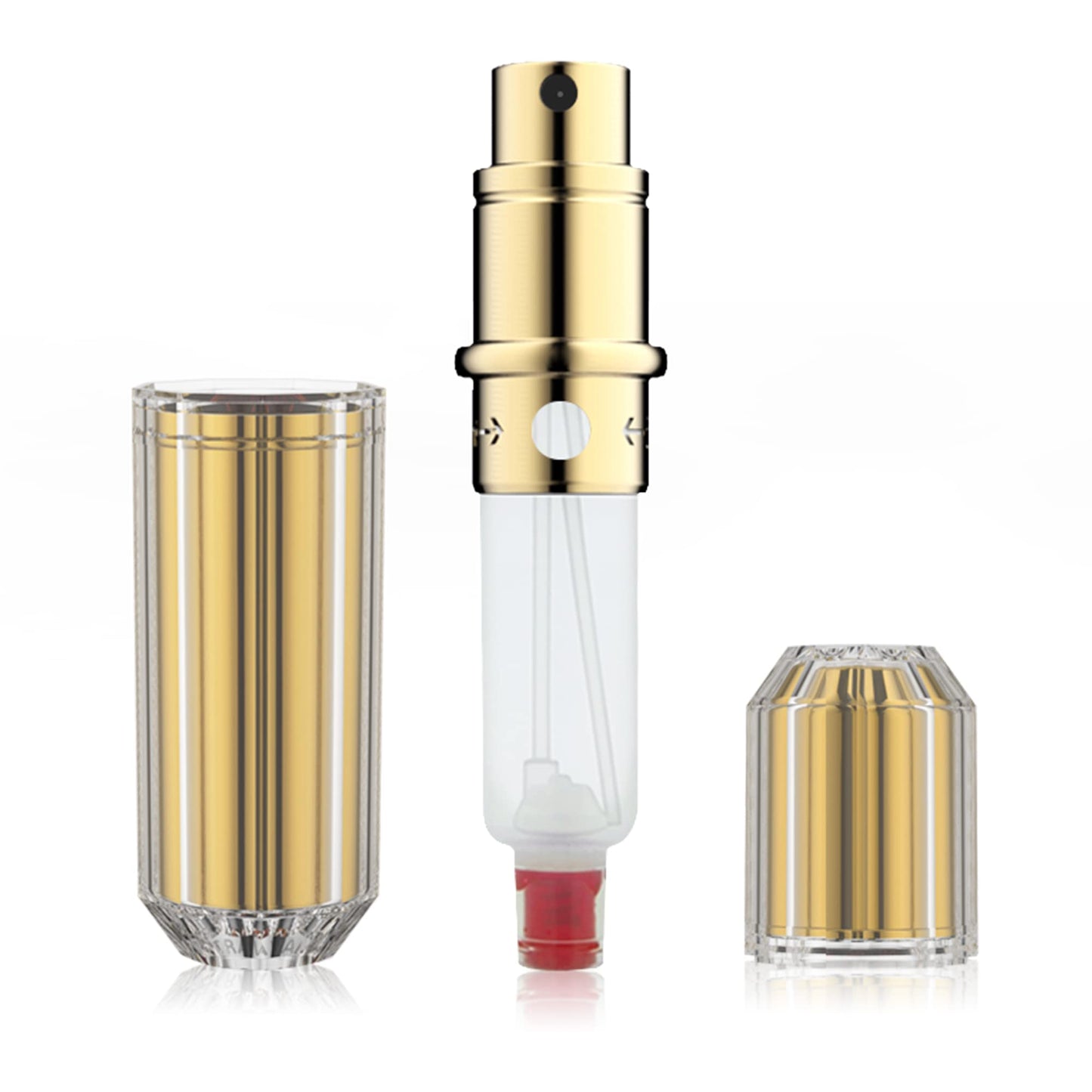 Travalo Bijoux Oval Perfume Atomizer - Leak-Proof and TSA Approved for Air Travel - Reusable Airtight Easy Fill Mini Pump Sprayer - Lightweight Portable - Crystal-Like Outer Shell - Gold 0.17oz
