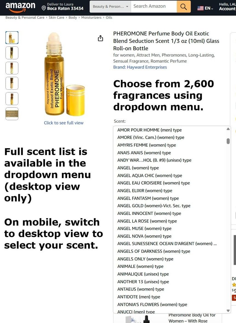 HYWD Enterprises Pheromone Perfume Oil for Women – Attract Men – Seduction Scent – Long-Lasting Body Oil – 1/3 oz Roll-On – Exotic Blend
