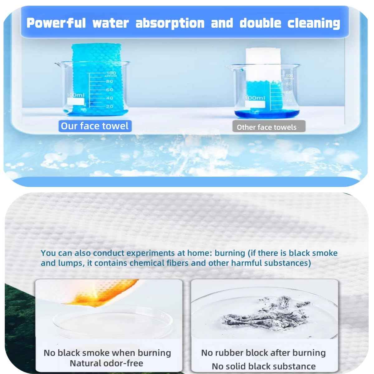 Face towels roll。Hanging face towel disposable，Disposable face towels, MIXUISEE cotton face cloths，super thick 150% face wipes, Suitable for makeup removal and cleansing (Thickened 140 PCS)