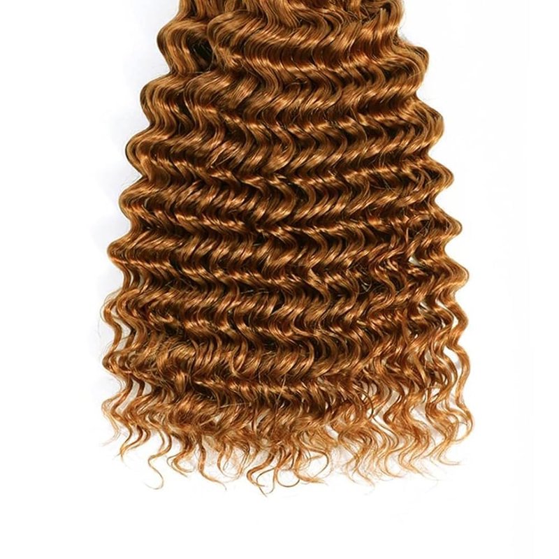 Deep Wave Human Hair Bundles Light Brown 16 18 20 Inch Color #30 Brown Bundles Human Hair Unprocessed Native Virgin Hair 100/PC 3 Extensions Wet and Wavy Human Hair Extensions for Women