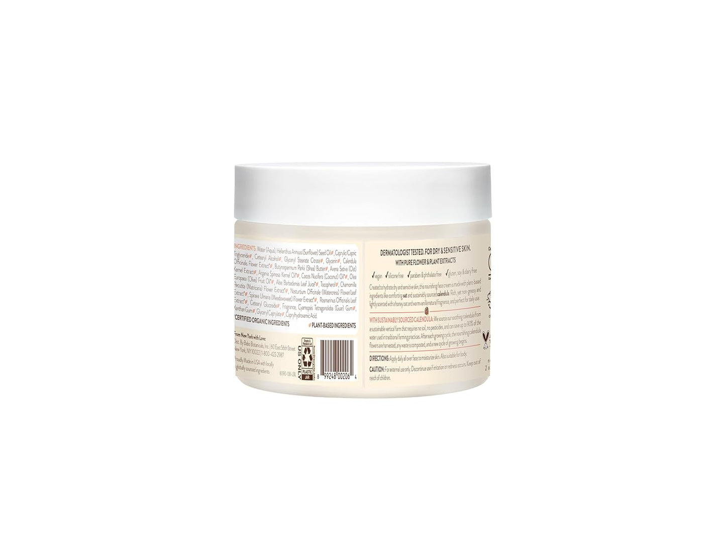 Babo Botanicals Moisturizing Face Cream | Oat & Calendula Hydration for Dry, Sensitive Skin - Vegan, Family-Friendly