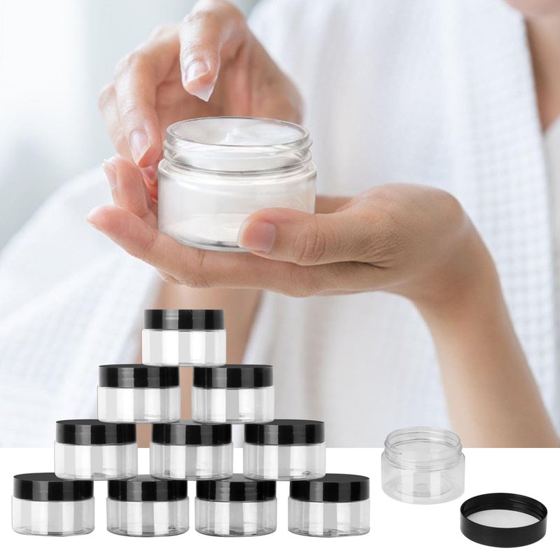 96 Packs 3.5 OZ Transparent Plastic Jars with black Lids, Body Butter Containers, Cosmetic Containers jars for Kitchen Ingredients, beads, sequins, Lotion, Cream, DIY Crafts and More by KUKLIPJIM.