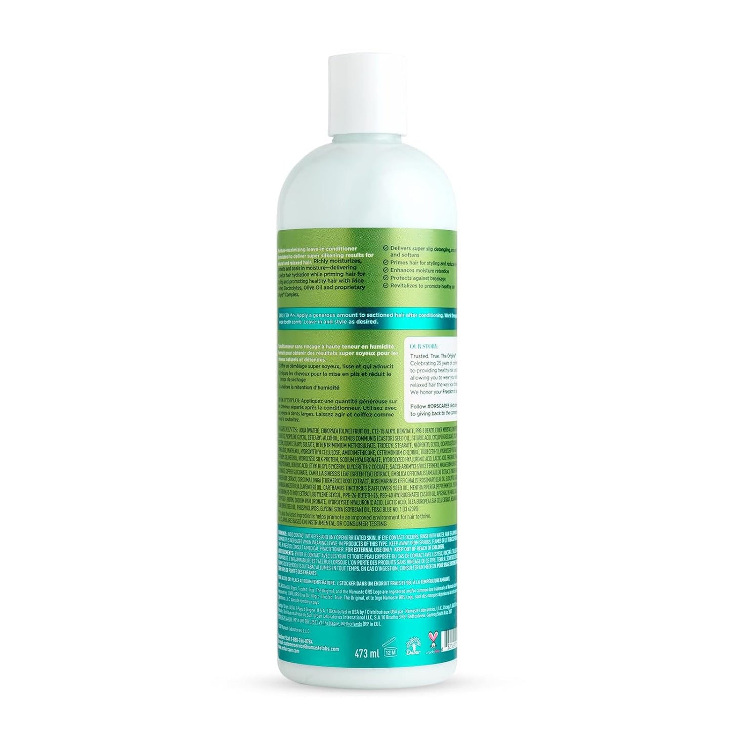 ORS Olive Oil Leave-In Conditioner - Max Moisture with Rice Water & Electrolytes | 16 oz (Pack of 4)