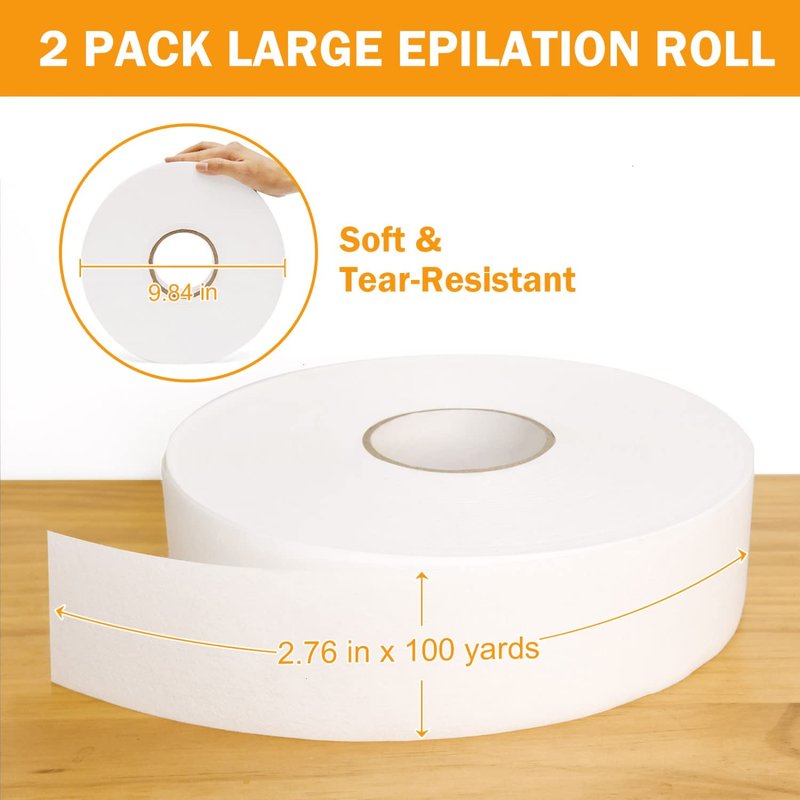 Non-Woven Wax Strip Roll - 2PCS Tear-Resistant Waxing Paper for Body & Facial Hair Removal | 2.76" X 100 Yards