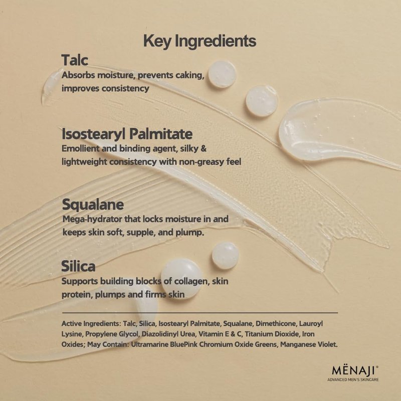 MËNAJI Anti-Shine Powder (HDPV) - Anti-Shine Face Make-Up for Men - Natural Looking Makeup - Mens Cosmetics - Medium