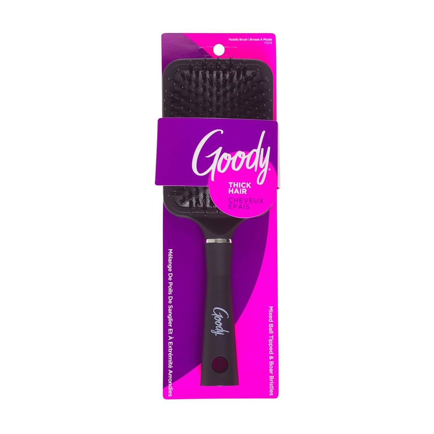 Goody Detangle It Paddle Brush - Custom Style Detangler with Nylon & Boar Bristles | Ideal for Thick Hair, Black
