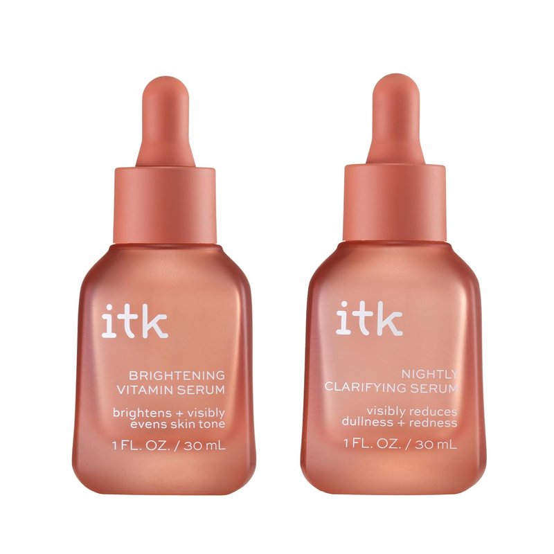 ITK Skincare 2-Part Face Serum Set | Brightening Vitamin C & Bakuchiol for Dark Spots & Fine Lines